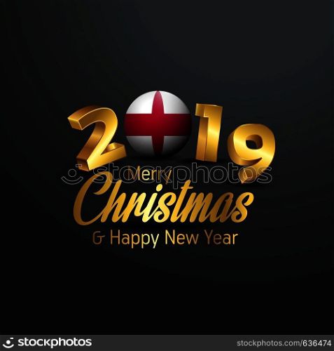 England Flag 2019 Merry Christmas Typography. New Year Abstract Celebration background