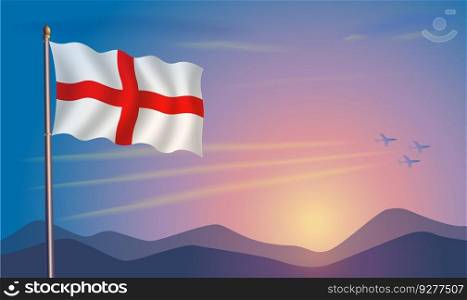 England flag in the morning sun Royalty Free Vector Image