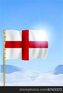 England Flag on Top of the Mountain
