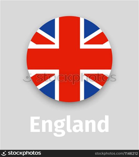 England flag, round icon with shadow isolated vector illustration. England flag, round icon with shadow