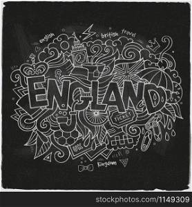 England hand lettering and doodles elements background. Vector illustration