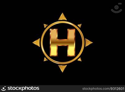 English alphabet in a compass. Compass logo sign symbol. Vector logo design
