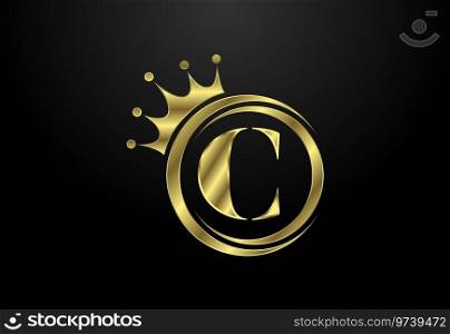 English alphabet with a crown. Royal, King, queen luxury symbol. Font emblem. Vector illustration