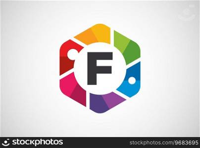 English alphabet with camera shutter. Photo camera icon. Photography logo design vector template