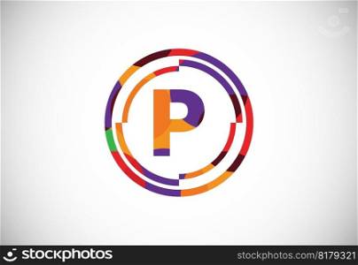 English alphabet with circle frames low poly art style. vector illustration