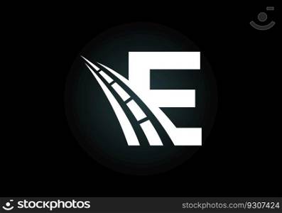 English alphabet with road logo sing. The creative design concept for highway maintenance and construction. Transportation and traffic theme.