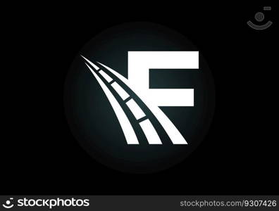 English alphabet with road logo sing. The creative design concept for highway maintenance and construction. Transportation and traffic theme.