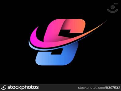 English alphabet with swoosh logo template. Modern vector logotype for business and company identity.