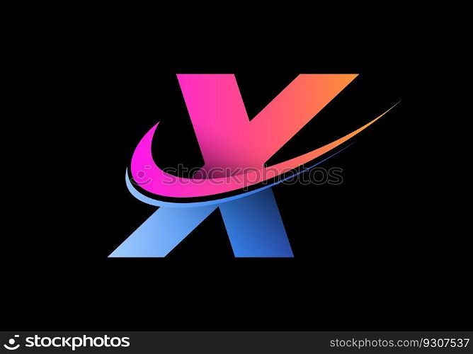 English alphabet with swoosh logo template. Modern vector logotype for business and company identity.