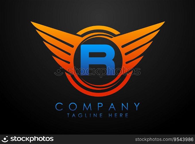 English alphabet with wings logo design. Car and automotive vector logo concept