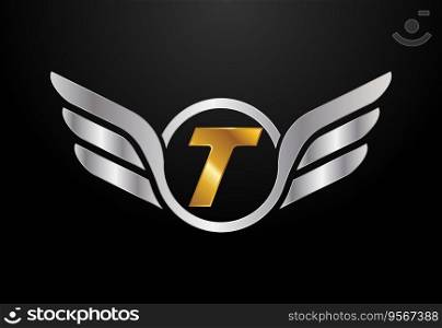 English alphabet with wings logo design. Car and automotive vector logo concept
