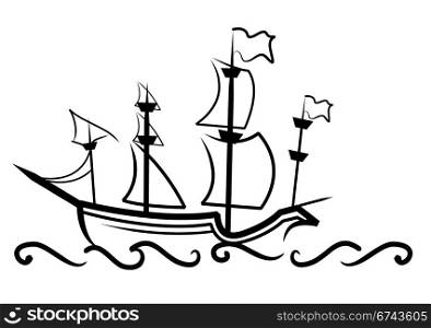 English Great Ship. Illustration of an English great ship