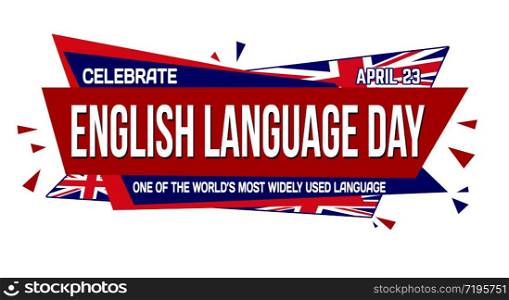 English language day banner design on white background, vector illustration