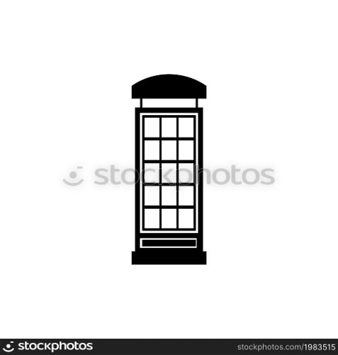 English Phone Booth, London Telephone Box. Flat Vector Icon illustration. Simple black symbol on white background. English Phone Booth, Telephone sign design template for web and mobile UI element. English Phone Booth, London Telephone Box. Flat Vector Icon illustration. Simple black symbol on white background. English Phone Booth, Telephone sign design template for web and mobile UI element.