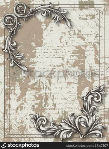 engraved floral background vector illustration