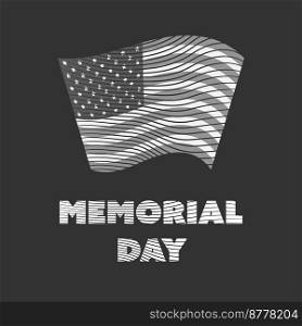Engraved Grayscale Memorial day badge on a black background. Memorial day badge