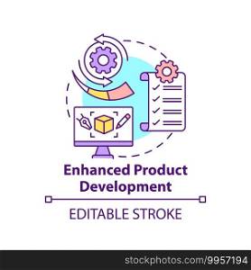Enhanced product development concept icon. Open innovation benefit idea thin line illustration. Ideas generation. Building market strategy. Vector isolated outline RGB color drawing. Editable stroke. Enhanced product development concept icon