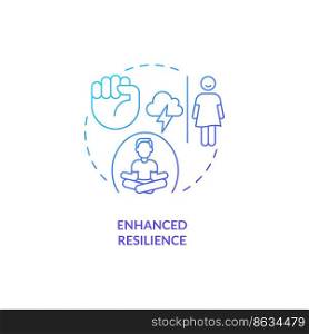 Enhanced resilience blue gradient concept icon. Believe in yourself. Benefit of confidence abstract idea thin line illustration. Isolated outline drawing. Myriad Pro-Bold font used. Enhanced resilience blue gradient concept icon