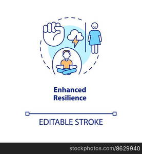 Enhanced resilience concept icon. Believe in yourself. Benefit of confidence abstract idea thin line illustration. Isolated outline drawing. Editable stroke. Arial, Myriad Pro-Bold fonts used. Enhanced resilience concept icon