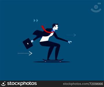 Enjoy speed. Businessman on skateboard. Concept business illustration.