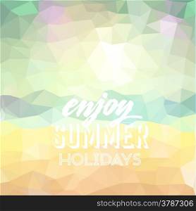 Enjoy summer holidays. Poster on tropical beach background. Vector eps10.