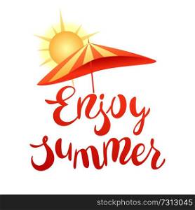 Enjoy summer illustration. Color card with lettering.. Enjoy summer illustration.