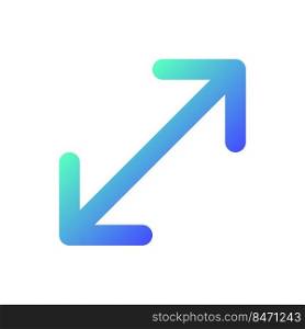 Enlarge pixel perfect gradient linear ui icon. Scaling player window. Gesture on touch screen. Zoom in. Line color user interface symbol. Modern style pictogram. Vector isolated outline illustration. Enlarge pixel perfect gradient linear ui icon
