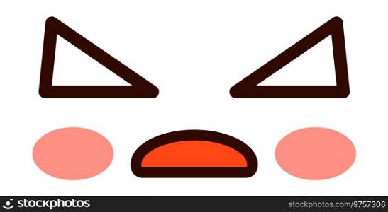 Enraged kawaii face. Rage expression. Angry emoji isolated on white background. Enraged kawaii face. Rage expression. Angry emoji