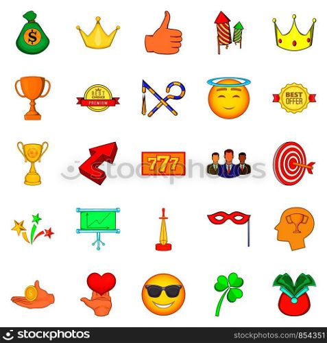Enriched icons set. Cartoon set of 25 enriched vector icons for web isolated on white background. Enriched icons set, cartoon style