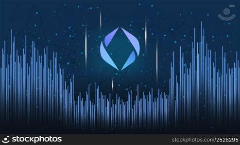 ENS Ethereum Name Service token symbol, cryptocurrency coin logo icon on dark polygonal background with wave of lines. Decentralized names for wallets, domains and more. Vector illustration.. ENS Ethereum Name Service token symbol, cryptocurrency coin logo icon on dark polygonal background with wave of lines. Decentralized names for wallets, domains and more.