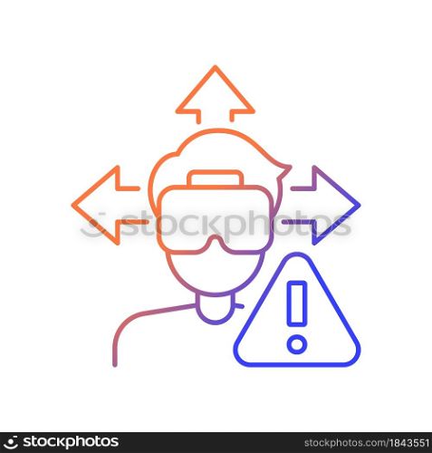 Ensure space around you gradient linear vector manual label icon. Open space for safe vr. Thin line color symbol. Modern style pictogram. Vector isolated outline drawing for product use instructions. Ensure space around you gradient linear vector manual label icon