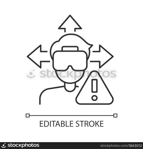 Ensure space around you linear manual label icon. Thin line customizable illustration. Contour symbol. Vector isolated outline drawing for product use instructions. Editable stroke. Ensure space around you linear manual label icon