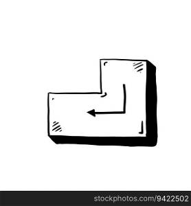 Enter button. Part of keyboard. Concept of opening and entering. Sketch doodle cartoon. Enter button. Part of keyboard.
