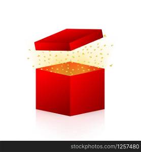 Enter to Win Prizes. Open Red Gift Box and Confetti. Vector stock Illustration. Enter to Win Prizes. Open Red Gift Box and Confetti. Vector stock Illustration.