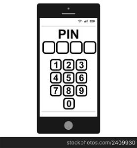 Entering PIN code on smartphone, vector pin code personal identification number to protect personal data