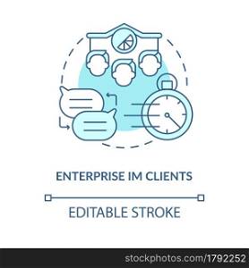 Enterprise IM client blue concept icon. Service for communicating for business. Messaging software abstract idea thin line illustration. Vector isolated outline color drawing. Editable stroke. Enterprise IM client blue concept icon