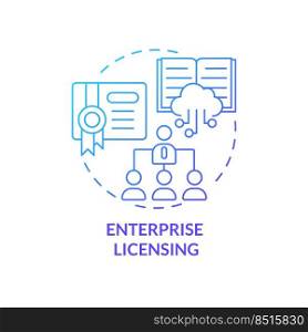 Enterprise licensing blue gradient concept icon. Enhancing learning experience abstract idea thin line illustration. Access capabilities. Isolated outline drawing. Myriad Pro-Bold font used. Enterprise licensing blue gradient concept icon