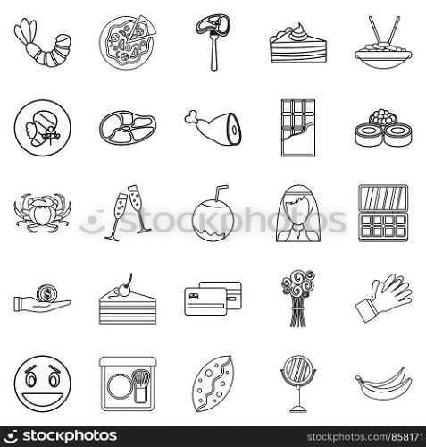 Entertain icons set. Outline set of 25 entertain vector icons for web isolated on white background. Entertain icons set, outline style