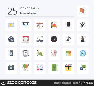 Entertainment 25 Flat Color icon pack including carnival. mask. electricity. entertainment. play