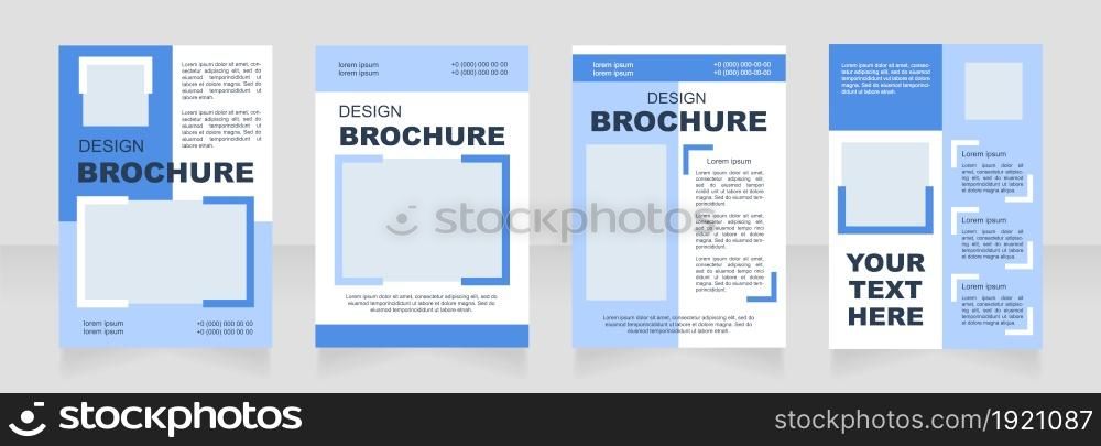 Entertainment agency blue blank brochure layout design. Holiday event. Vertical poster template set with empty copy space for text. Premade corporate reports collection. Editable flyer paper pages. Entertainment agency blue blank brochure layout design