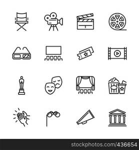 Entertainment and performance line vector icons. Theater and cinema outline symbols. Cinema and performance entertainment, movie film and show illustration. Entertainment and performance line vector icons. Theater and cinema outline symbols