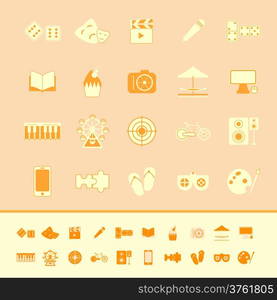 Entertainment color icons on orange background, stock vector