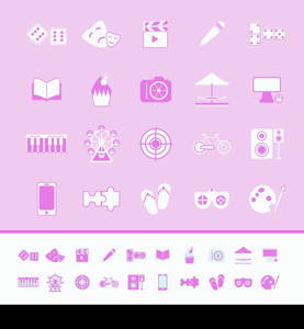 Entertainment Color Icons On Pink Background