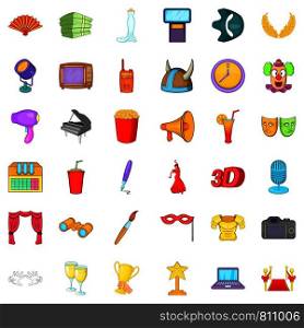 Entertainment cons set. Cartoon style of 36 entertainment vector icons for web isolated on white background. Entertainment icons set, cartoon style