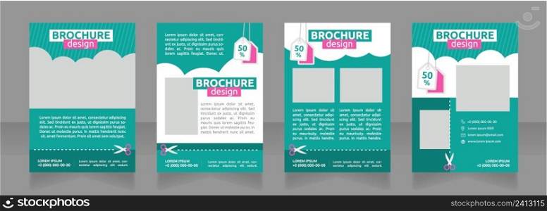 Entertainment discounts for family blank brochure design. Template set with copy space for text. Premade corporate reports collection. Editable 4 paper pages. Ubuntu Bold, Regular fonts used. Entertainment discounts for family blank brochure design