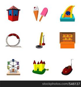 Entertainment for children icons set. Cartoon illustration of 9 entertainment for children vector icons for web. Entertainment for children icons set
