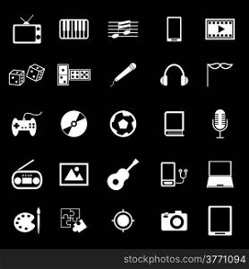 Entertainment icons on black background, stock vector