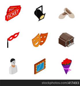 Entertainment icons set. Isometric 3d illustration of 9 entertainment vector icons for web. Entertainment icons set, isometric 3d style
