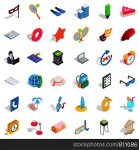 Entertainment icons set. Isometric style of 36 entertainment vector icons for web isolated on white background. Entertainment icons set, isometric style