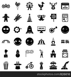 Entertainment icons set. Simple style of 36 entertainment vector icons for web isolated on white background. Entertainment icons set, simple style